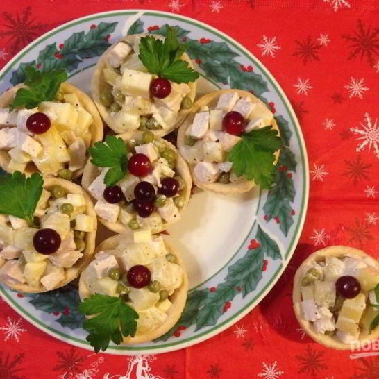 Рецепт тарталеток с начинкой из курицы с ананасом
