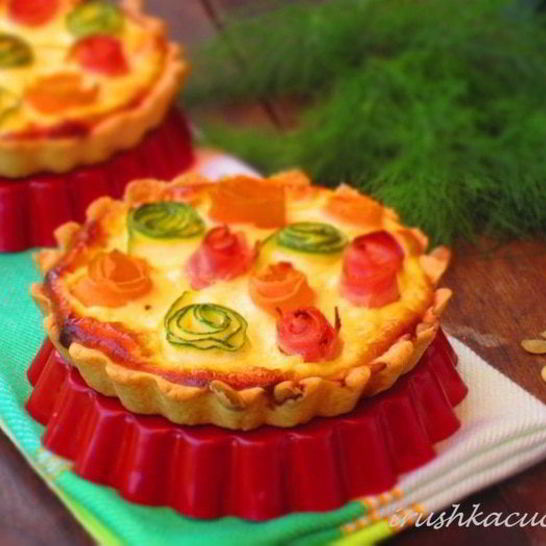 Рецепт тарталеток с овощами и йогуртовой заливкой