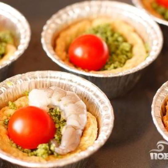 Рецепт тарталеток с песто и креветками