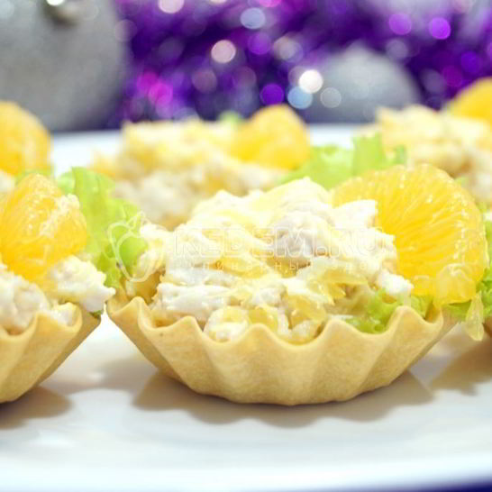 Рецепт тарталеток с салатом мандариновый рай