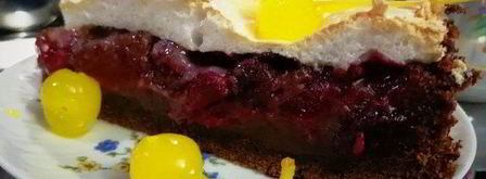 шоколадный теплый тарт с вишнями и сливами. Шаг 21