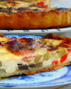 Сметанный тарт с овощами и фетой