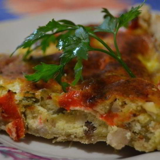 Рецепт тарта с курицей, грибами и сладким перцем