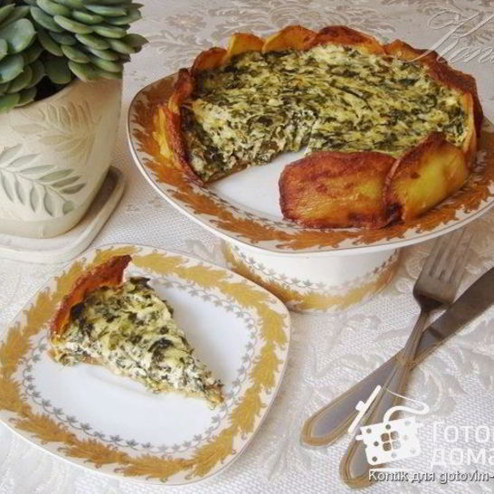 Рецепт творожного тарта с зеленью в картофельной корочке