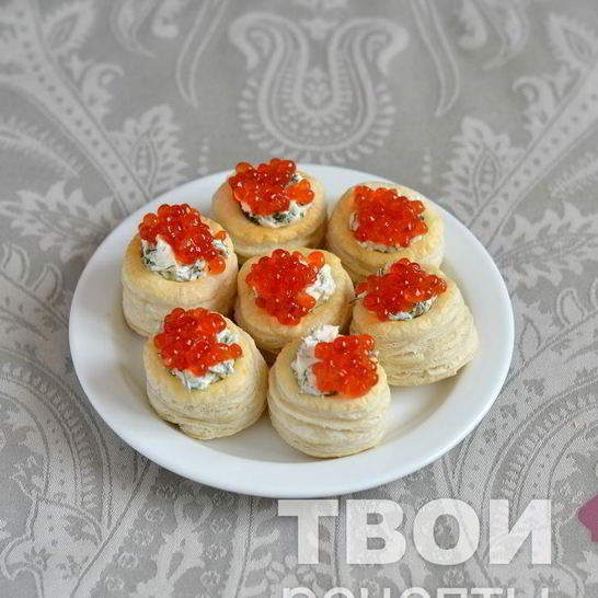 Рецепт волованов с красной икрой