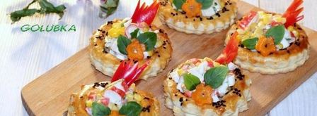 волованы с салатом из крабовых палочек. Шаг 8