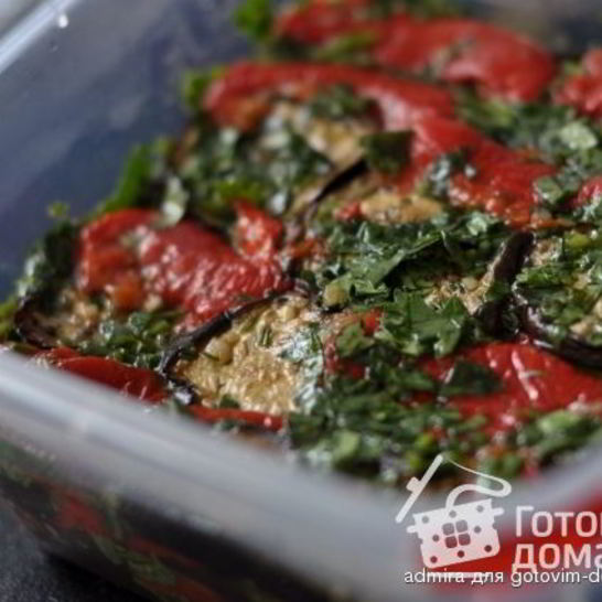 Рецепт закуски из запеченных баклажанов и перца