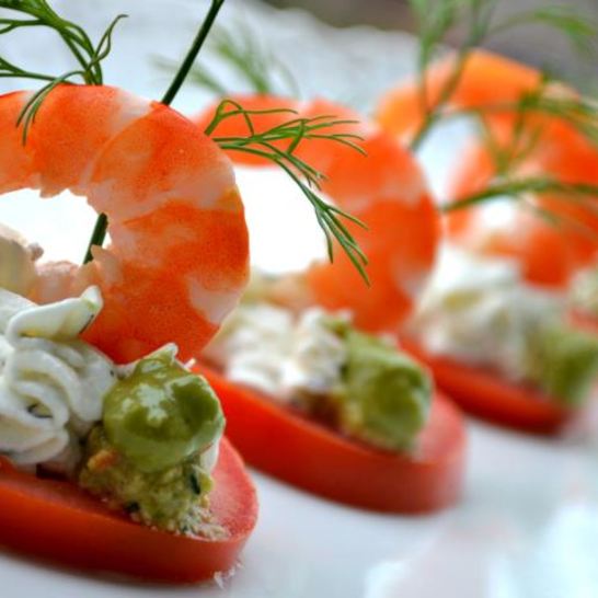 Рецепт закуски с креветками и мягким сыром